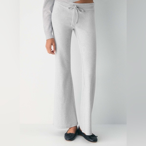 Sunday Best Pants - 🆕 NWT Sunday Best Wildflower Light Gray Knit Flare Drawstring Pants